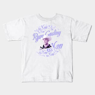 Barbie movie 2023 Ryan Gosling as Ken graphic illustration design by ironpalette Kids T-Shirt